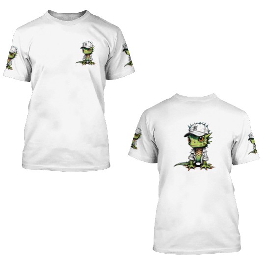 Cute lizard with cap 3D T Shirts