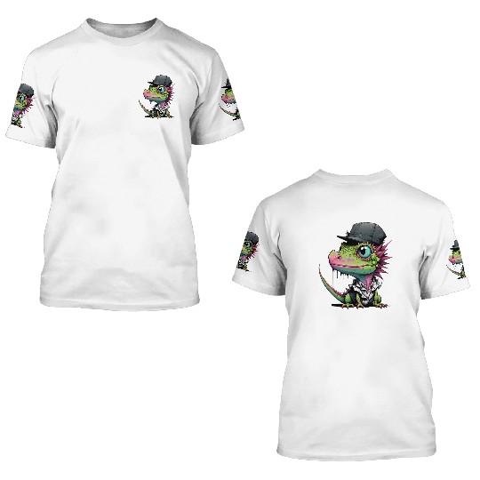 Cute lizard with cap 3D T Shirts
