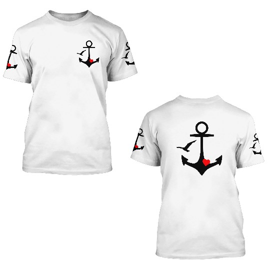 Anchor Heart Seagull 3D T Shirts