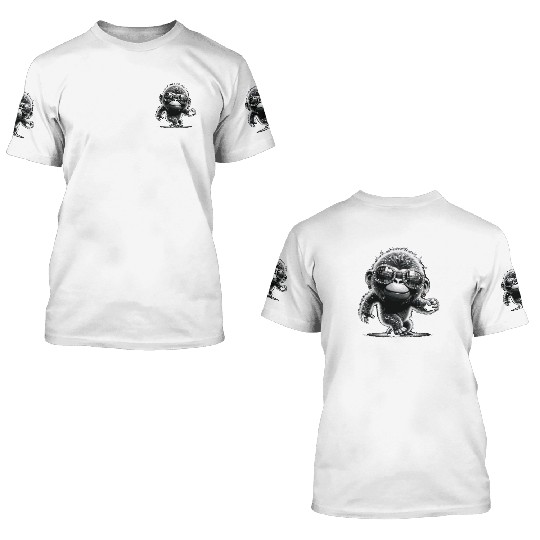 Gorilla With Sunglasses 3D T Shirts