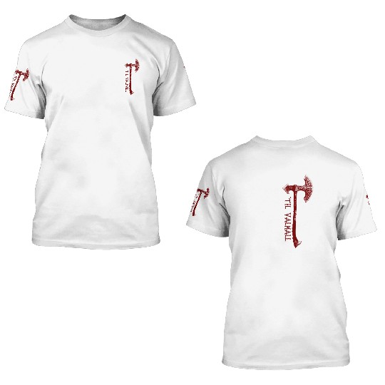 Vikings Axe Valhalla US Flag 3D T Shirts Viking