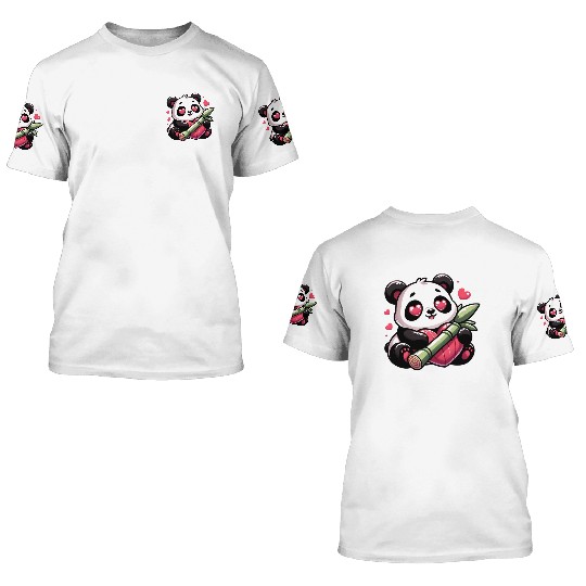 Panda Heart Eye Patches Valentine's Day Bamboo 3D T Shirts