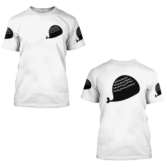 Lonely Black Whale In The Ocean 3D T Shirts