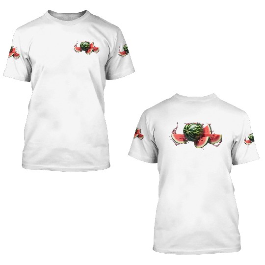 A burst watermelon. 3D T Shirts