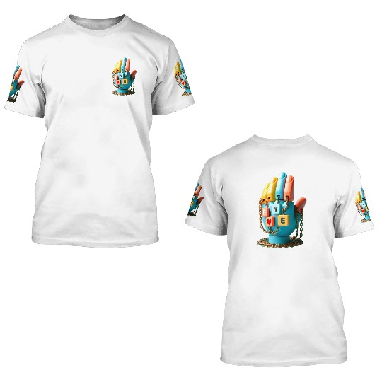 Hand with BYE Plaques 3D T Shirts