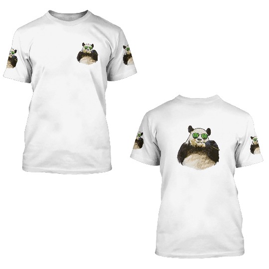 Chilling Panda Eating Bamboo Bear 3D T Shirts