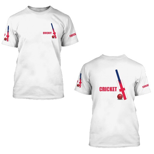 Eat Sleep Cricket Repeat England Flag Cricket Bat 3D T Shirts