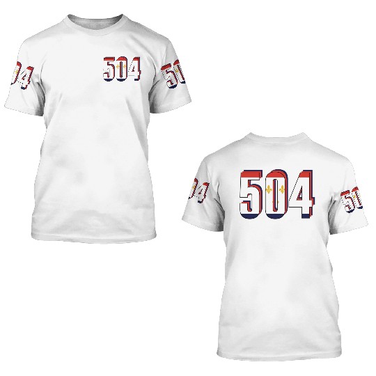 504 Area Code New Orleans Louisiana Map Number 3D T Shirts