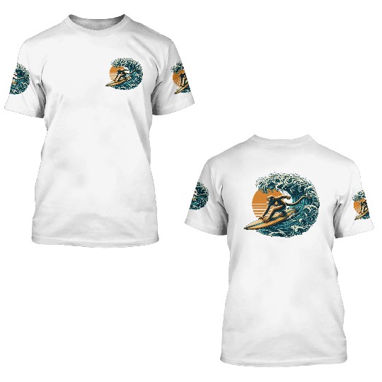 Surfing monkey 3D T Shirts