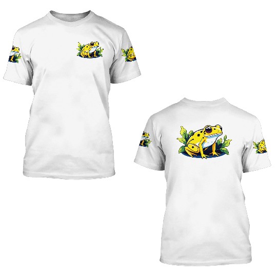 Golden Poison Frog Illustration 3D T Shirts