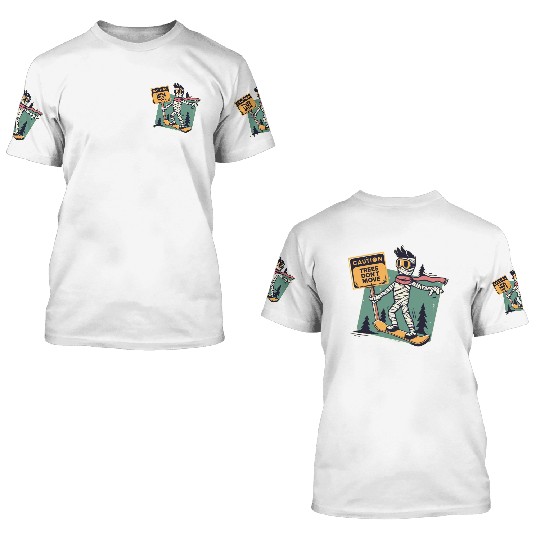 Caution trees don't move bandaged snowboarder 3D T Shirts