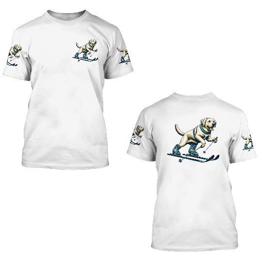 Dog Labrador Retriever Skiing Skier Ski Vacation 3D T Shirts