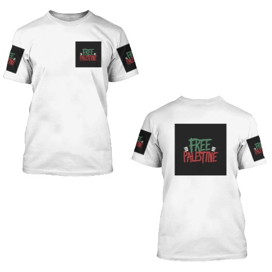free free Palestine typography 2 3D T Shirts