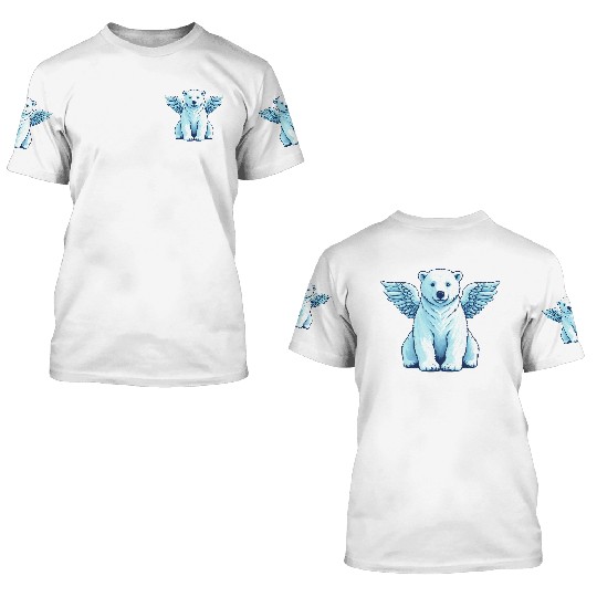 Bear Polar Bear Angel Wings 3D T Shirts