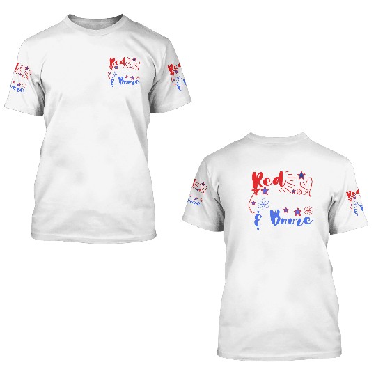 Red white and booze. 3D T Shirts