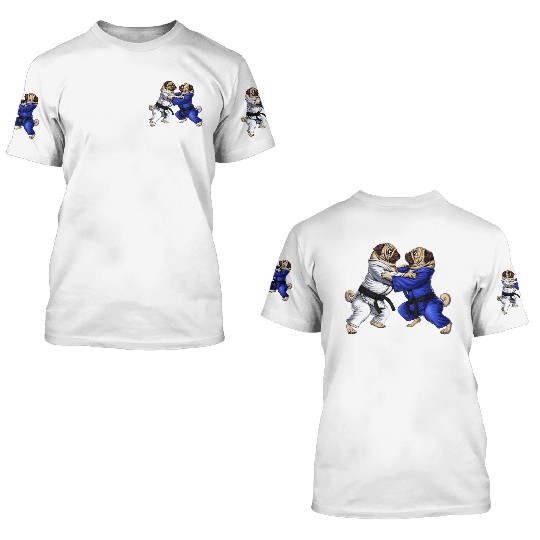 Pugs Jiu-Jitsu Wrestlers 3D T Shirts