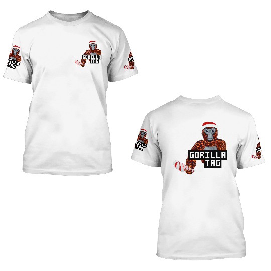 Gorilla Tag Santa Monkey Candy Cane Gorilla 3D T Shirts