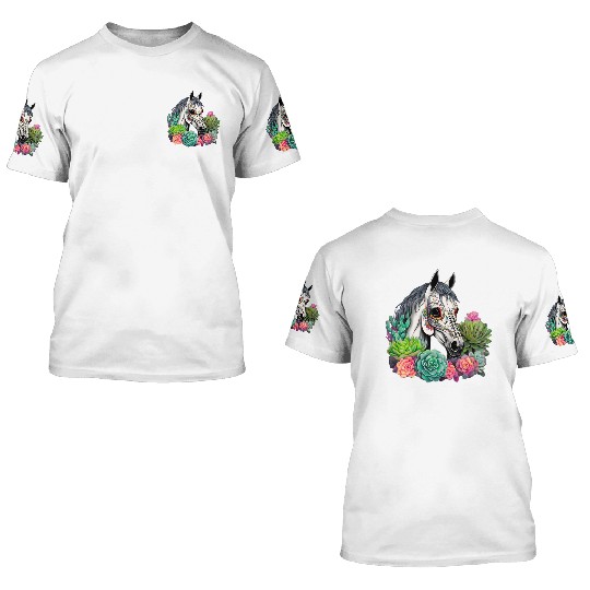 Horse Succulent Sugar Skull 3D T Shirts