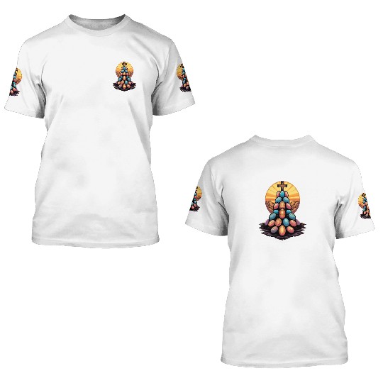 Christian Easter Day Cross Easter Egg Hunt 3D T Shirts