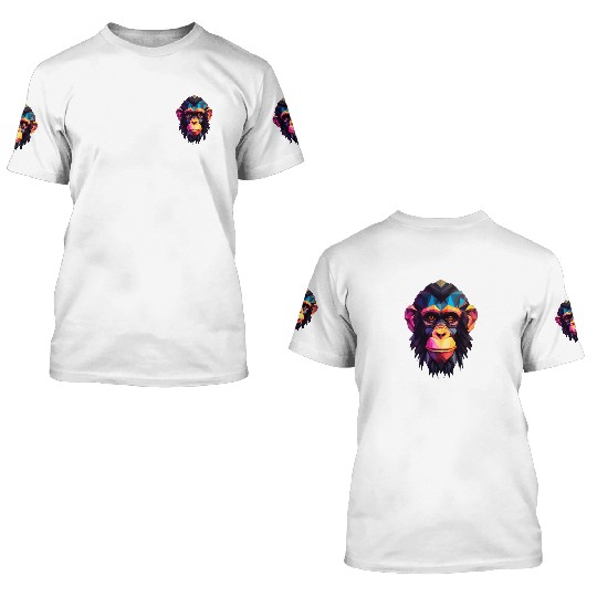 Geometric Style Chimpanzee 3D T Shirts