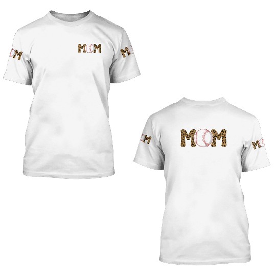 Leopard Baseball Mom 3D T Shirts