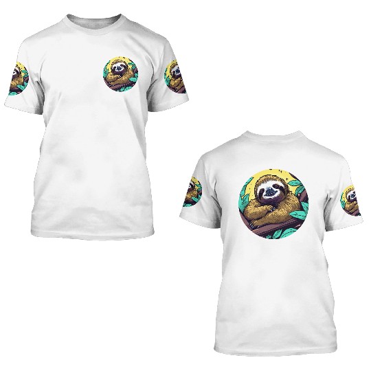 Sleeping Sloth Illustration 3D T Shirts