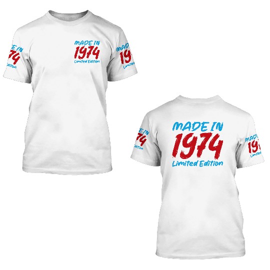 1970s Retro Color Block 3D T Shirts Design 1974