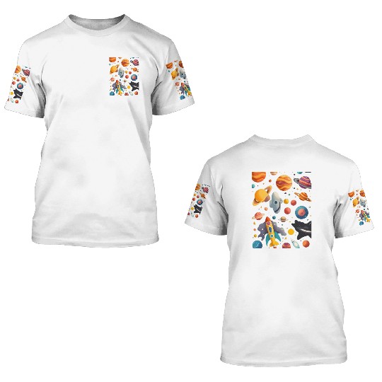 Galactic Elegance: A Celestial Symphony 3D T Shirts