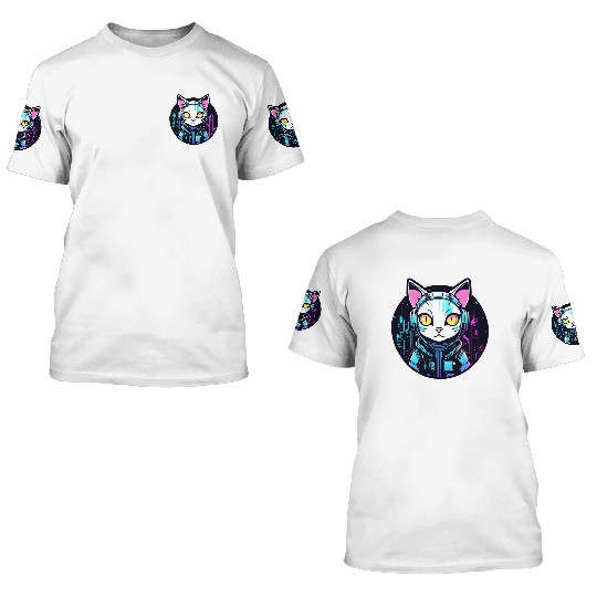 Cyberpunk Cat 3D T Shirts