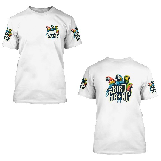Bird Gang Parrot Funny Birder Flock Owner Macaw 3D T Shirts