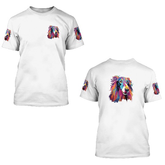 Watercolor Colorful Russian Greyhound 3D T Shirts