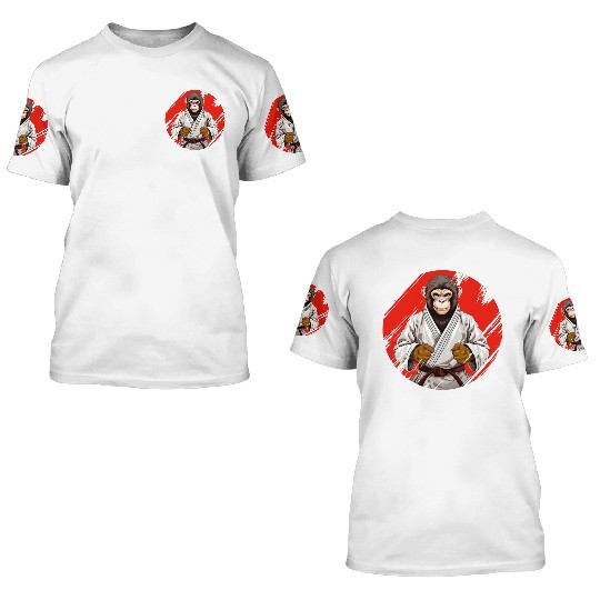 Karate Judo Monkey Chimpanzee Martial arts 3D T Shirts