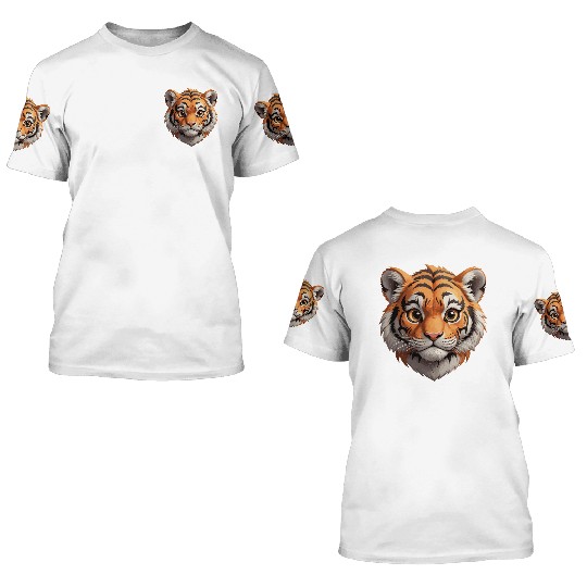 Whimsical Wild Cub - Playful Tiger 3D T Shirts