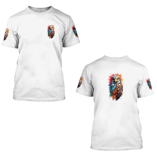 Stunningly colored bald eagle 3D T Shirts