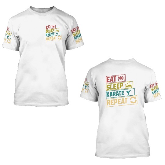 Eat sleep karate repeat hobby 3D T Shirts