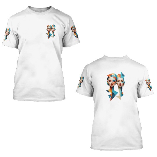 geometric people abstract 3D T Shirts