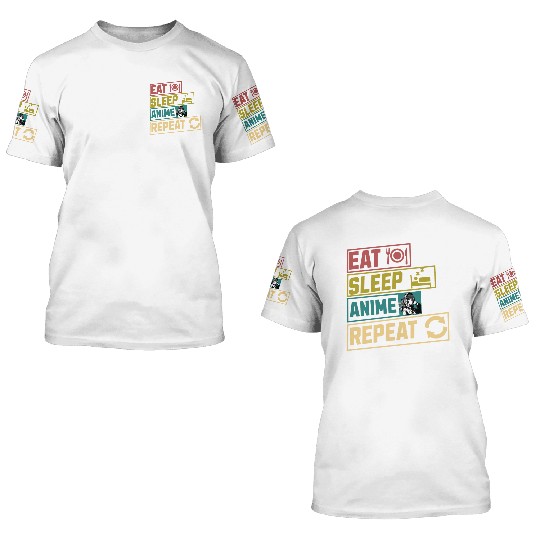 Eat sleep anime repeat hobby 3D T Shirts