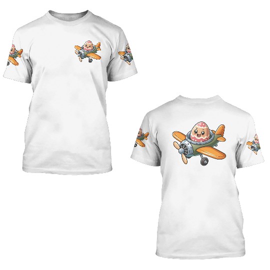 Easter Egg Airplane Pilot Design 3D T Shirts