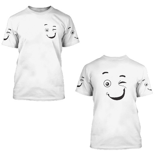 happy face with wink 3D T Shirts
