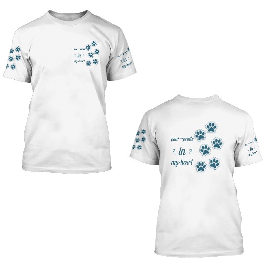 paw prints in my heart 3D T Shirts