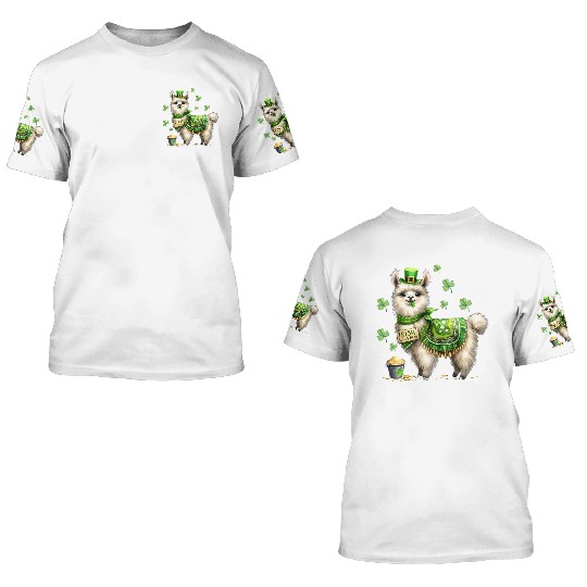 Irish LLama St Patrick Day 3D T Shirts