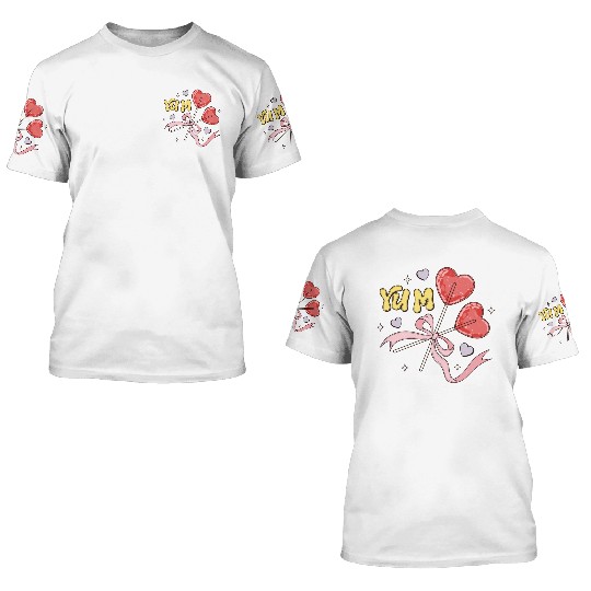Valentine's Day Heart Lollipop 3D T Shirts