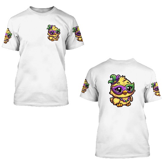 Mardi Gras Chicken, Dressed-up Chick 3D T Shirts
