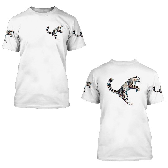Snow Leopard Leopard White Leopard 3D T Shirts