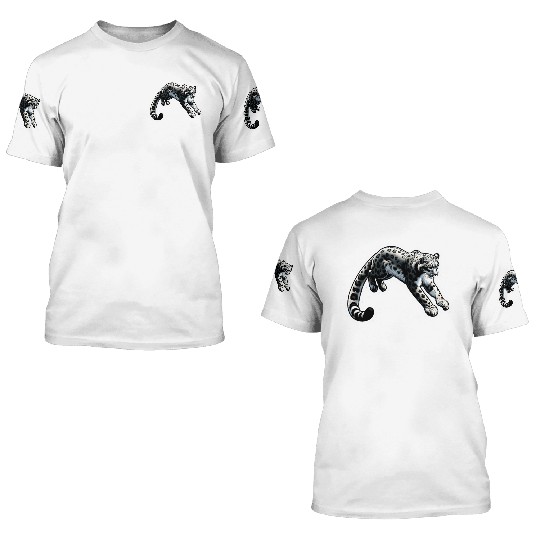 Snow Leopard Leopard White Leopard 3D T Shirts