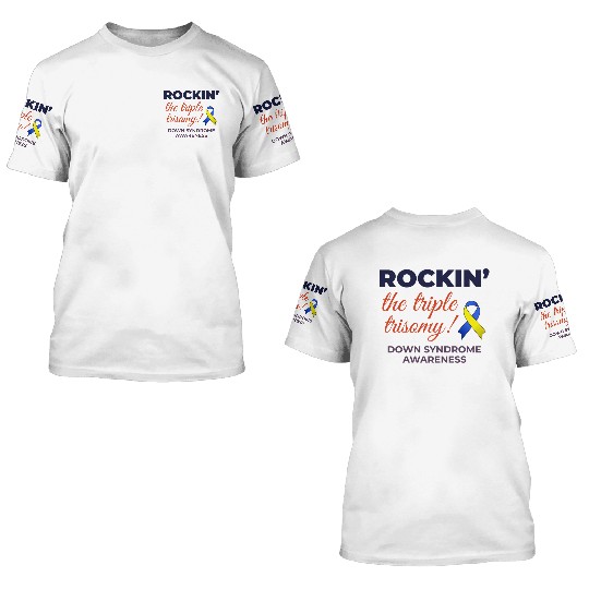 Down Syndrome Awareness Triple Trisomy Rock 3D T Shirts