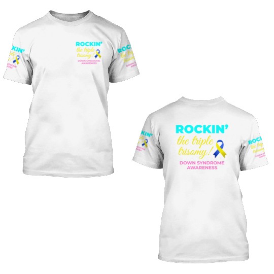 Down Syndrome Awareness Triple Trisomy Rock 3D T Shirts