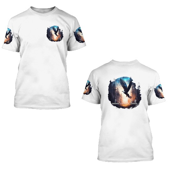 Forest and flying eagle 3D T Shirts