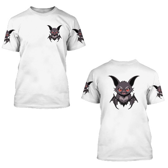 Unique Bat Illustration 3D T Shirts