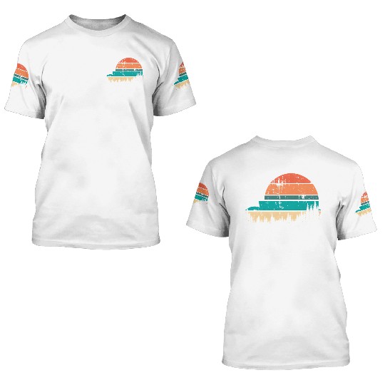 Retro Evergreen Sunset Stepped Circle Design 3D T Shirts